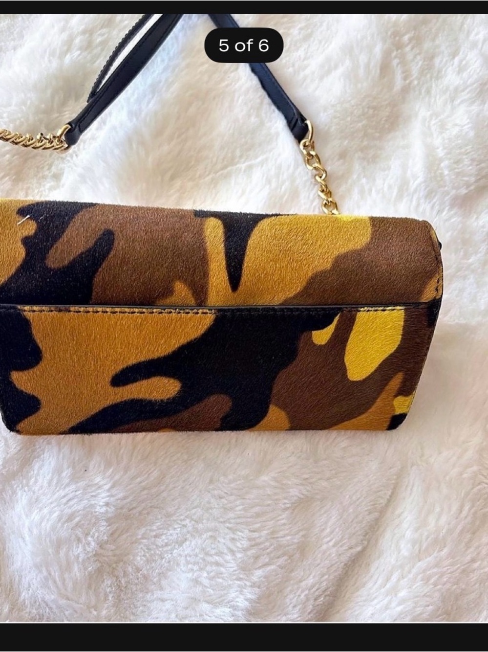 Yellow & Brown Camo Chain Crossbody Bag / Clutch - Picture 5 of 6